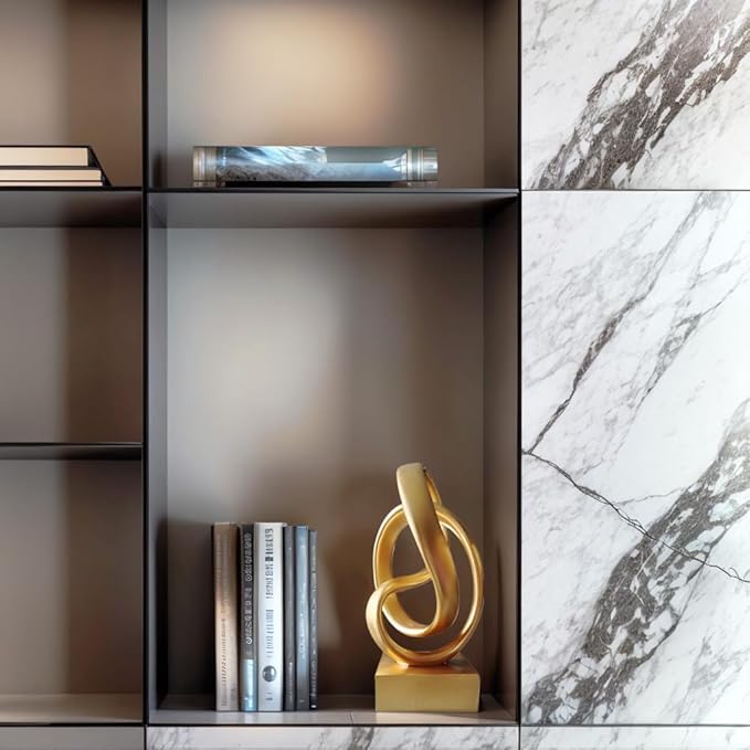 aboxoo Gold Knot Decor Mobius Knot Statue, Abstract Statues, Coffee Table Decor for Living Room, Office, Modern Desk Decor