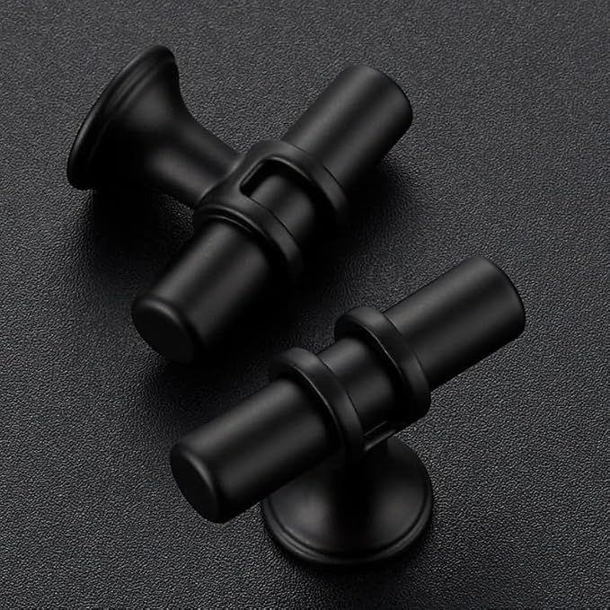 10 Pack Matte Black Cabinet Knobs - Kitchen Cabinet Knobs Black Cabinet Pulls for Kitchen Cabinet Drawer Stainless Steel Dresser Knobs for Cabinet Hardware 2 Inch Length Single Hole T Bar