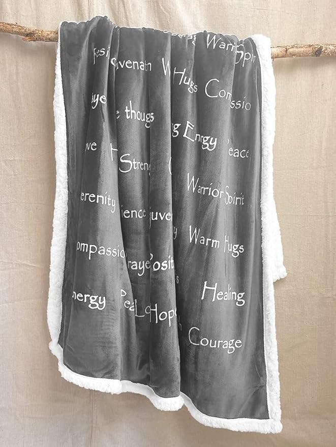 WOLF CREEK BLANKET - Compassion Blanket (Brand)- Strength Courage Super Soft Warm Hugs, Get Well Gift Blanket Plush Healing Thoughts Positive Energy Love & Hope (Gray, 50 x 65 Sherpa)