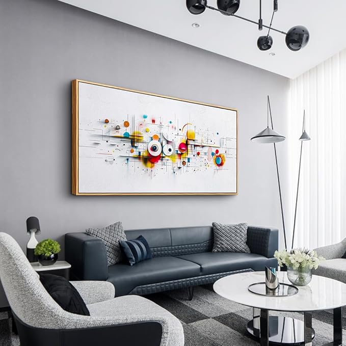 ERQINHUA Abstract Canvas Wall Decor Living Room Boho Wall Art For Bedroom Office Decorations Geometric Paintings Minimalism Wall Pictures Artwork Modern Home Decor Aesthetics Wood Framed 30x60 In