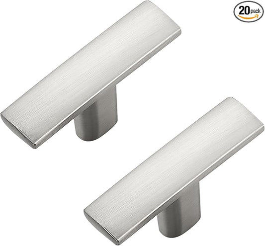 20 Pack Silver Cabinet Knobs - Curved Cabinet Pulls Brushed Nickel Knobs for Kitchen Cabinet Drawer Solid Dresser Knobs for Cabinet Hardware 1-3/4in Length Single Hole