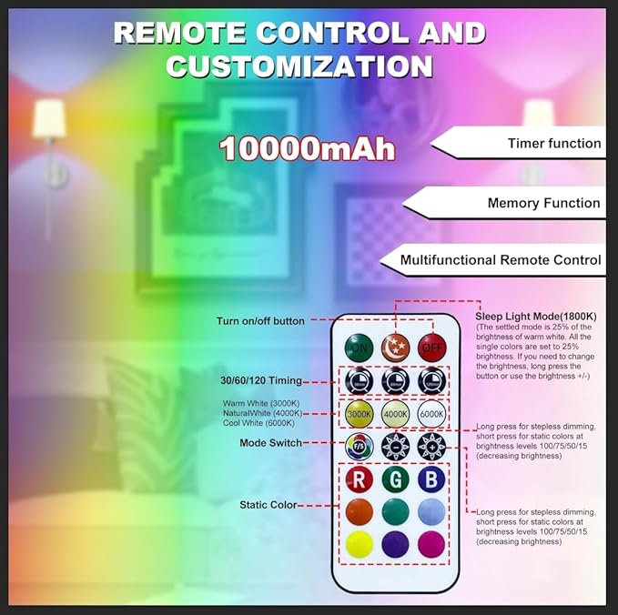 10000mAh Battery Operated Wall Sconces Set of Two, 28 Inches Long Wireless Sconces Set of 2 Wall Light with RGB Rechargeable Magnetic Bulb, Sconces Wall Decor Set of 2 for Bedroom Living Room, Silver