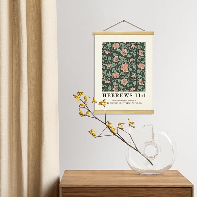 Christian Canvas Poster, Hebrews 11:1 Canvas Poster Wood Hanger, Christian Wall Art, Bible Verse Posters, William Morris Prints Decor, Modern Canvass Posters Decors, Home Decor Accent