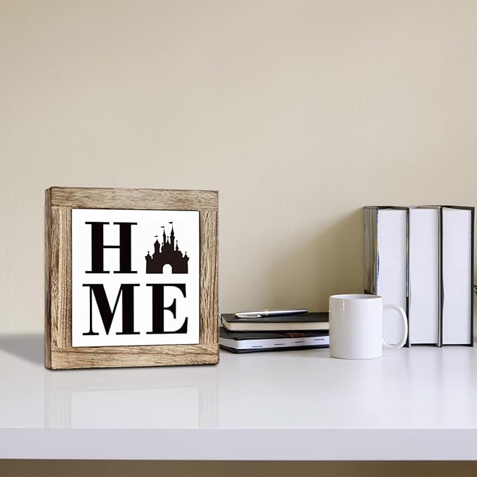 Farmhouse Wooden Box Sign - Freestanding Home Decor for Shelf, Tabletop or Porch