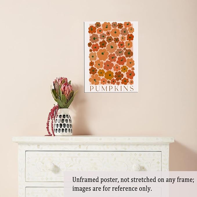 Modern Autumn Wall Art Pumpkin wall art Vintage Pumpkin poster Large Fall Canvas Print posters Autumn 70s colors fall wall art Modern Pumpkins decor 11x14 Unframed