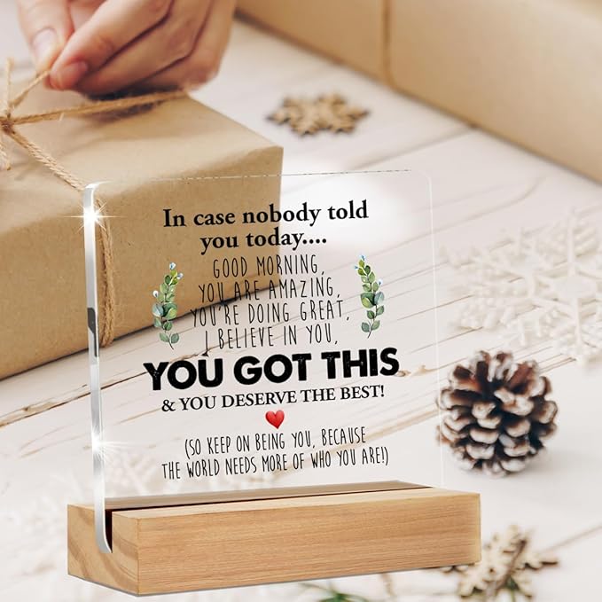 GTGIC Inspirational Desk Sign - Motivational Quote - Clear Acrylic - 4 x 4 Inches - Modern Theme - Tabletop Decorative Sign