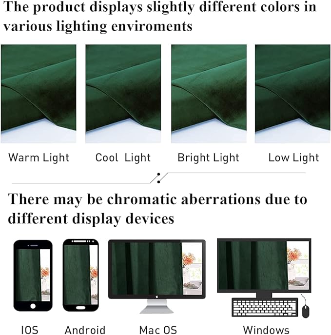 StangH Dark Green Velvet Curtains - Room Darkening Window Curtain for Bedroom, Privacy Panels for Kids Super Soft Chic Home Decoration for Christmas/Closet, W52 x L84, 2 Panels