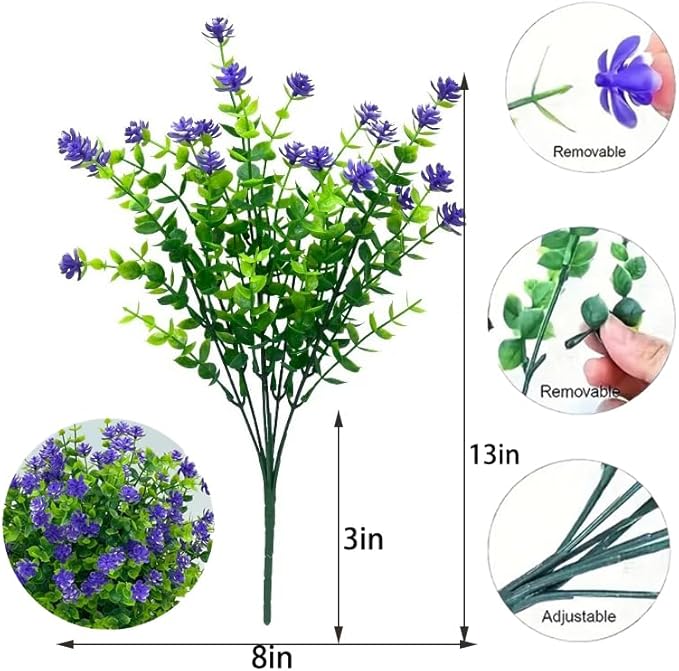 LADADA 12 Bundles Outdoor Plant Flowers, Silk UV Resistant, Outdoor Porch, Home Courtyard, Garden Decoration(Yellow Purple)