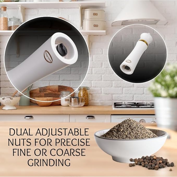 King & Queen Chess Piece Pepper Grinder, Set of 2 Salt and Pepper Grinder set Manual, Refillable Salt and Pepper Mills, Perfect Kitchen Decor, Essential Kitchen Gift for Chess Enthusiasts (9 Inch)