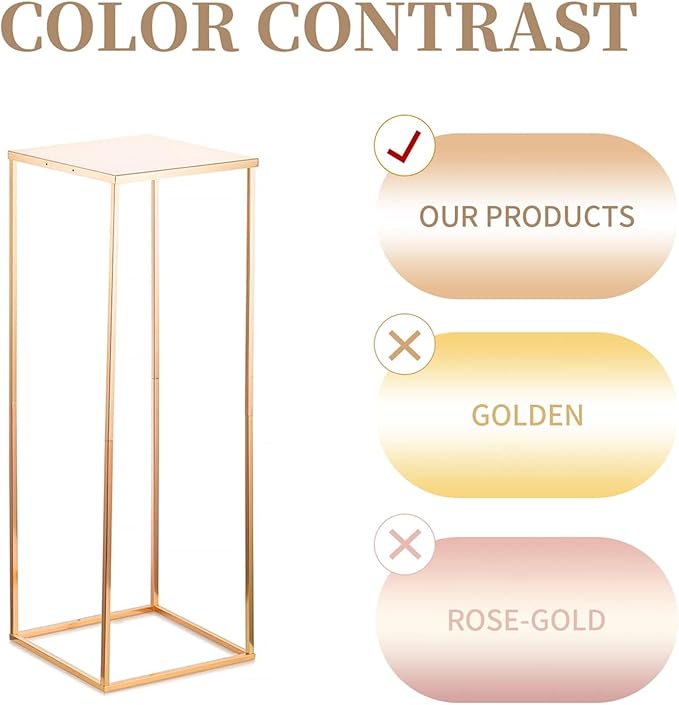 Sziqiqi Floor Vase Table Centerpieces for Reception - 10 Pcs Metal Column Geometric Flower Stand with Plates 31.5in Gold Tall Flower Display Rack Decorations for T-Stage Wedding Party Event