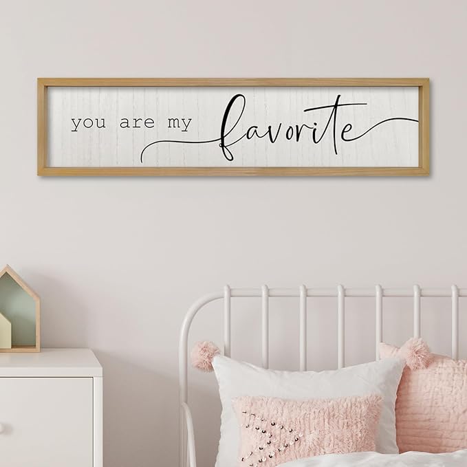 ZZJJHYWGQ Master Bedroom Above Bed Wall Decor You Are My Favorite Sign Art 32"×8" Love Theme Farmhouse Couples Over Bed Love Quotes Modren Romantic Horizontal Wood Framed Wall Art (Wood)