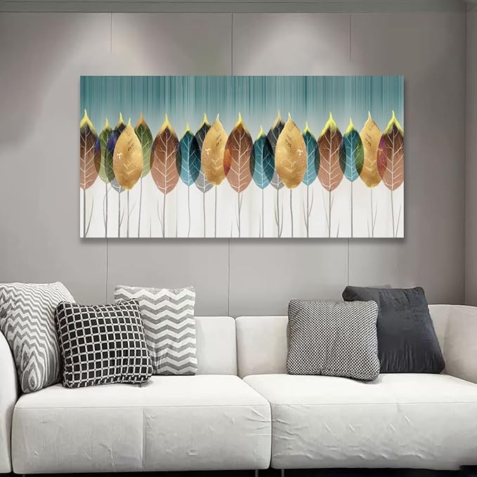 Colorful leaves Pictures Canvas Wall Art for Living room Bedroom or Bathroom Wall Decor,Abstract leaves Wall Art Print Paitnings for home Decor,Abstract painting Waterproof Stretched Ready to