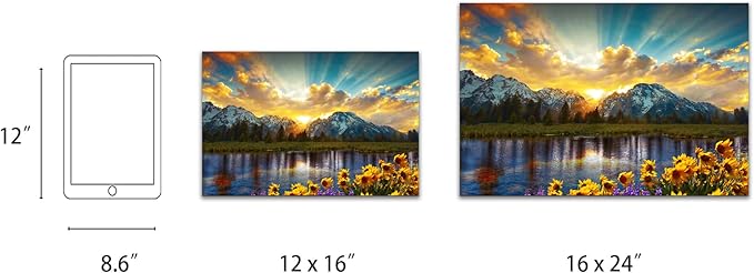 SKASNFAI Grand Teton National Park Wall Art Sunflower Landscape Canvas Mountain Artwork Landscape Print for Living Room Framed (12x16 inch)