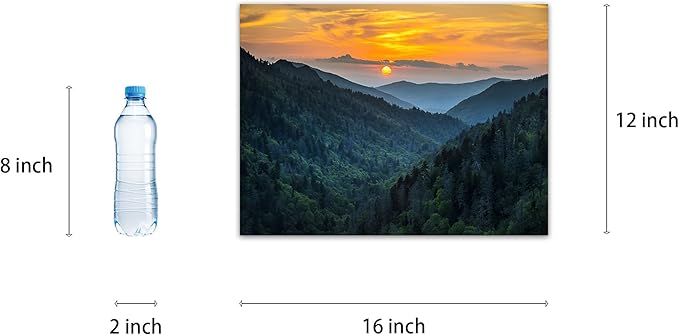 SKASNFAI Nature Landscape Canvas Wall Art Great Smoky Mountains Blue Ridge Mountains Wall Decor Forest Sunrise Pictures Framed for Living Room Bedroom (12x16 inch)