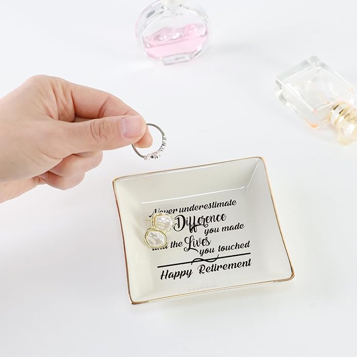 HOME SMILE Ceramic Ring Dish Jewelry Tray for Mom Sister Friends