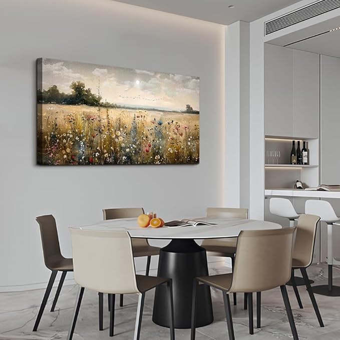 Wapluam Framed Wall Decor For Living Room Canvas Prints Wall Art Bedroom Office Decoration Vintage Abstract Painting Rural Natural Landscape Artwork Pictures Ready To Hang Farmhouse Large Home Decor