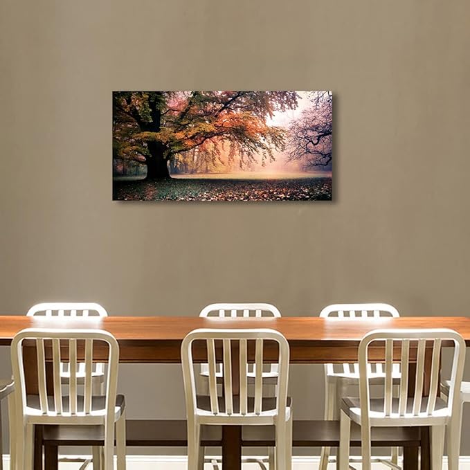 Tree of Life Wall Art Canvas Prints Natural Scenery Picture Home Decor Colorful Forest Paintings for Living Room Bathroom Bedroom Kitchen Decorations 20x40 Wooden Frames Landscape Artwork