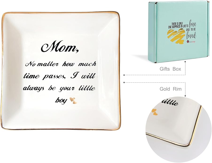 HOME SMILE Ceramic Ring Dish Jewelry Tray for Mom Sister Friends