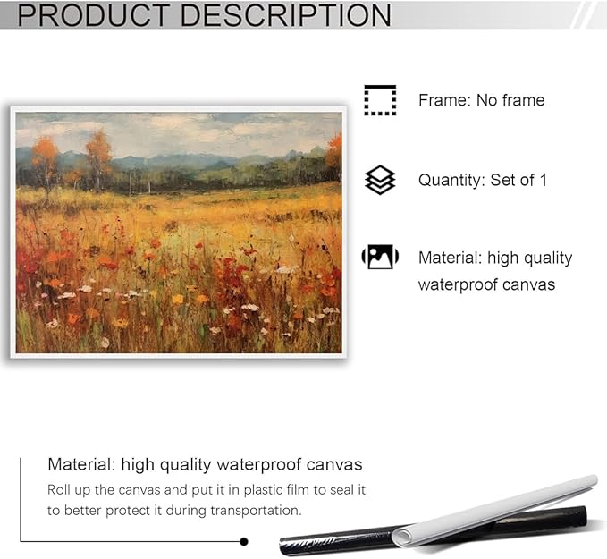 Autumn Wildflowers Canvas Print posters Farmhouse Decor Fall Wall Art Autumn Decor Wildflower Wall Art Autumn Home Decor 16x24 Unframed