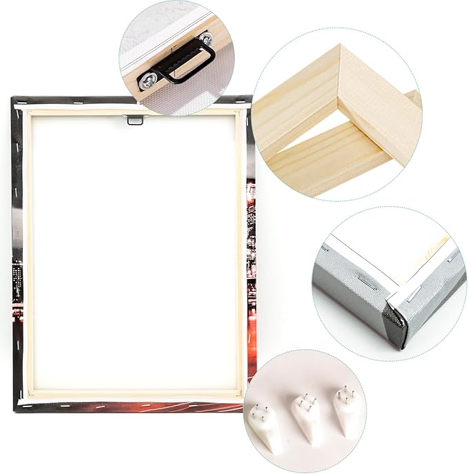 RnnJoile Hibiscus Wall Art Red Flower Canvas Wall Decor Tropical Hawaiian Painting Pictures for Bathroom Living Room Decor Framed