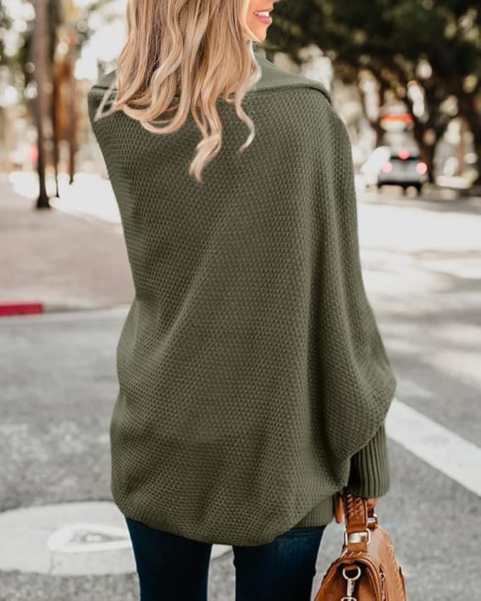 Imily Bela Women's Kimono Batwing Cable Knitted Slouchy Oversized Wrap Cardigan Sweater