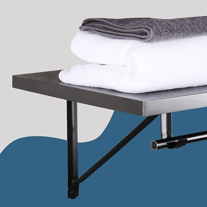 HOME MASTER HARDWARE Heavy Duty Closet Shelf Rod Brackets, Wall Mounted Closet Shelves Bracket with Rod Shelving Support, Black with Screws 4 Pack