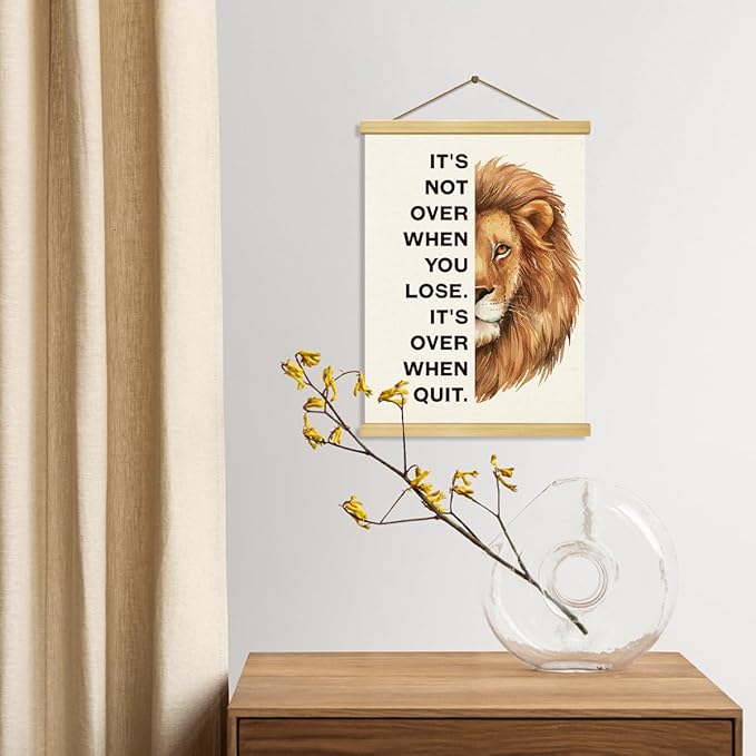 Inspirational Canvas Poster, Motivational Home Office Decorate, Classroom Decor, Lion Wall Painting Posterl, Positive Mindset Canvas Banner, Farmhouse Hanging Decor, Positive Home Decors