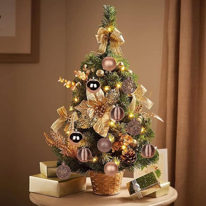 30PCS 2.36" Christmas Ball Ornaments Shatterproof Rose Gold Christmas Tree Decorations Xmas Tree Balls Halloween Ornaments Décor