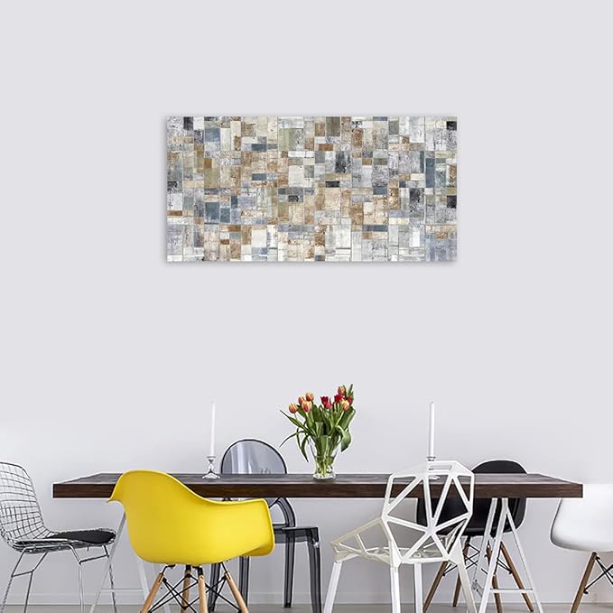 Large Abstract Canvas Wall Art for Living Room Wall Decor Geometric Patterns Canvas Prints Artwork Brown Grey Indigo Rectangle Canvas Pictures Home Office Wall Decorations Ready to Hang 29" x 58"
