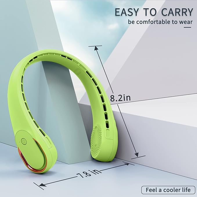 Portable Neck Fan, Bladeless Neck Fan, USB Rechargeable Personal Fan, 4000 mAh Battery Operated Wearable Fan, 3 Speeds Adjustable,Faster Cooling, Ultra Quiet, Suitable for Home, Office, Sports