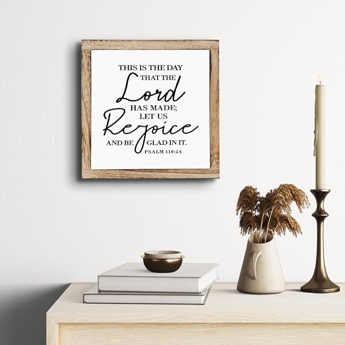 Scripture Sign, This is The Day That The Lord has Made Sign, Wooden Plaques Box Signs, Christian Wood Sign, Bible Verse Decor, Table Shelf Decoration, Psalm 118:24 Sign, Housewarming Gift