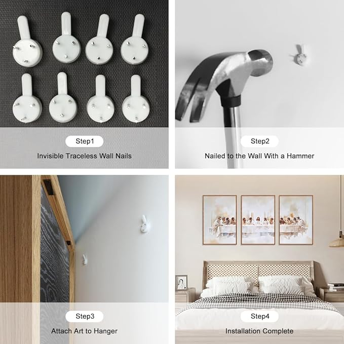 KAIRNE Jesus Last Supper Framed Canvas Wall Art Set, Christian Twelve Apostle Wall Decor, Bible Renaissance wall Painting, Religious Picture Art Print for Living Room, Bedroom, Church, Large 24"x36"x3