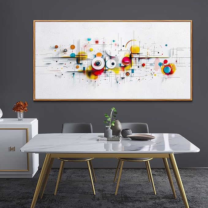 ERQINHUA Abstract Canvas Wall Decor Living Room Boho Wall Art For Bedroom Office Decorations Geometric Paintings Minimalism Wall Pictures Artwork Modern Home Decor Aesthetics Wood Framed 30x60 In
