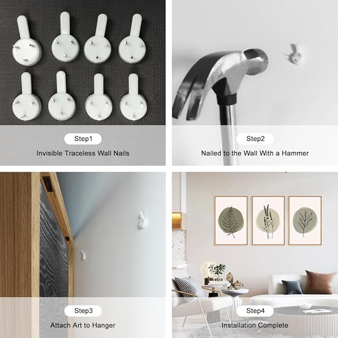 HOURIA Sage Green Leaves Framed Canvas Wall Art Set,Minimalism Boho Leaf Wall Decor, Modern Nature Botanical Wall Painting,Mid Century Plant Art Prints for Living Room,Bedroom,Farmhouse-16 x24 x3