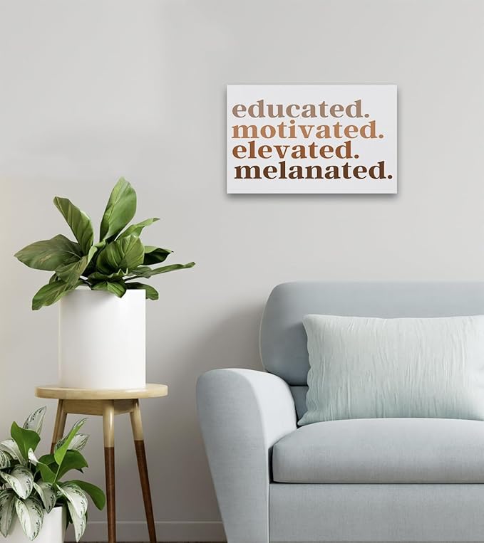 Nogrit African American Wall Art,Educated Motivated Elevated Melanated,Black Woman Wall Art for bathroom decor 14×11, Black Art Wall Decor Black History Month Gifts,African American Gifts