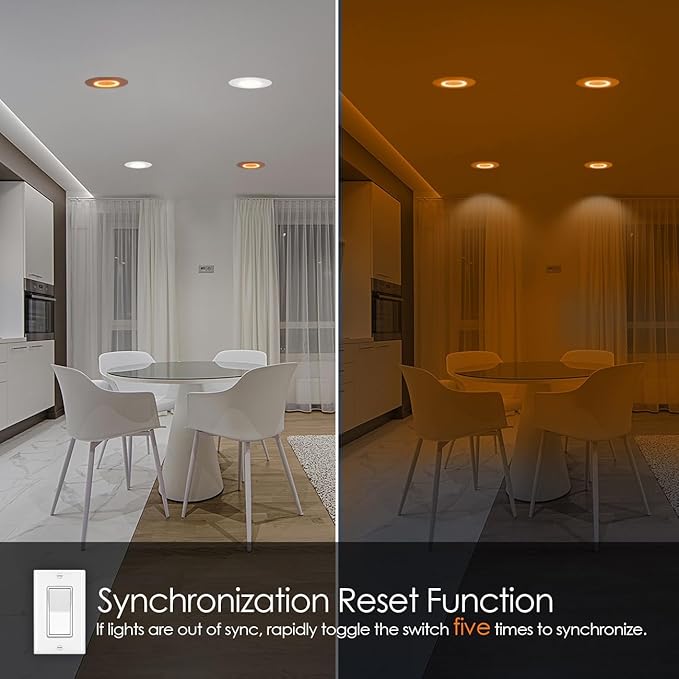 Soliseed 5/6 Inch LED Recessed Lighting with Night Light,5CCT Selectable 2700K-5000K Retrofit Downlight,12W=60W,800LM,Dimmable LED Replacement Can Lights,Easy Install,E26,6 Pack