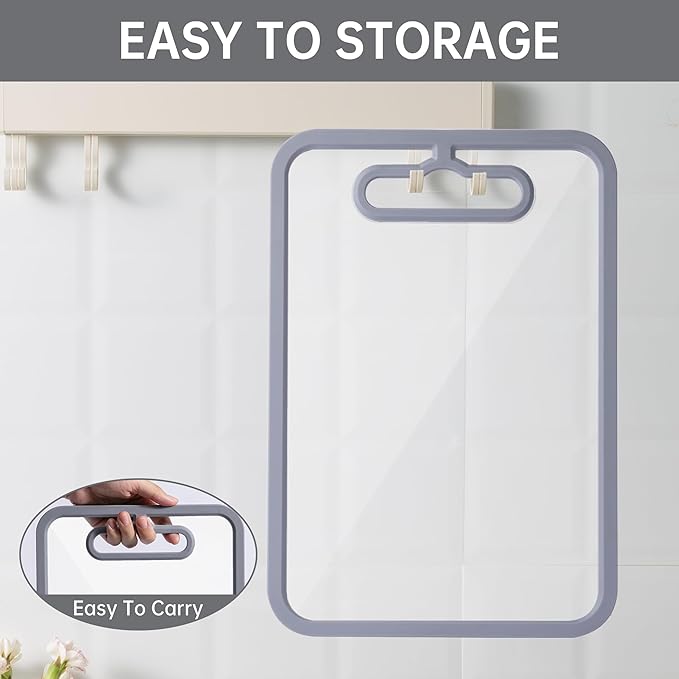 Tempered Glass Cutting Board for Kitchen Counter, Chopping Board with Non-Slip Edges, non toxic cutting board Set dishwasher safe, Heat & Shatter Resistant (Gray 15"×11")