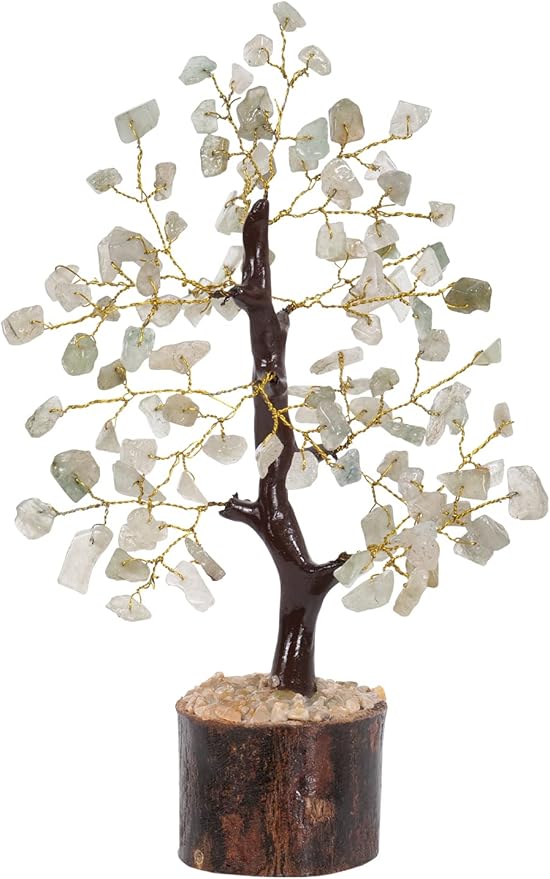 NARIBABU Green Jade Crystal Tree (7–8 Inch, 100 Chips) – Handmade Gemstone Tree with Raw Stones & Golden Wire – Gift for Her, Birthday Gifts for Women, Spiritual Decor, Office Desk Gift