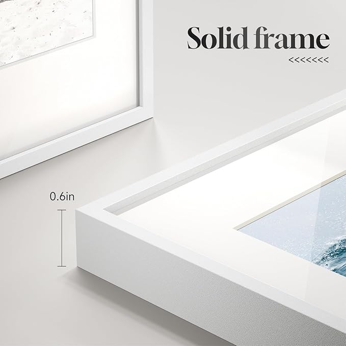 Framed Coastal Wall Art for Living Room, 4 Piece Beach Surf Ocean Artwork for Walls, Large Starfish Reed Seascape Pictures Prints, Beach Coastal Summer Wall Decor for Bedroom Bathroom, Overall 36"x24"