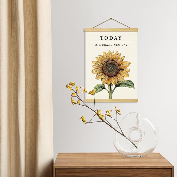 Inspirational Canvas Poster, Motivational Home Office Decorate, Classroom Decor, Flower Canvas Wall, Positive Mindset Canvass Banner, Farmhouse Hanging Decor