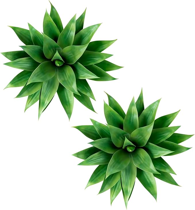 Velener Artificial Agave Plant Set,18 Inch, Faux Aesthetic Plants for Home Decor, Realistic UV Resistant Fake Agave Plants Without Pot, Set of 2