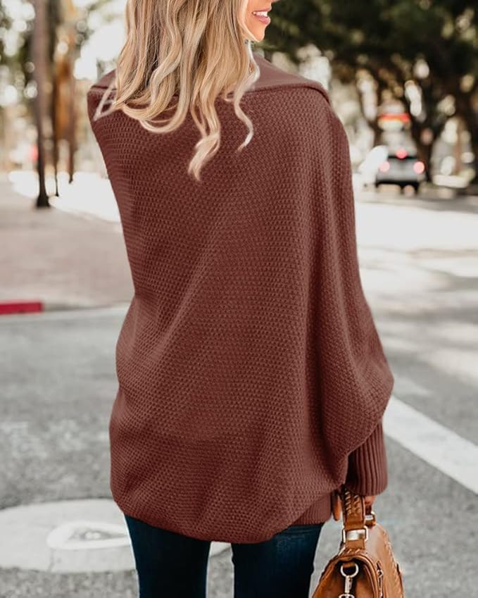 Imily Bela Women's Kimono Batwing Cable Knitted Slouchy Oversized Wrap Cardigan Sweater