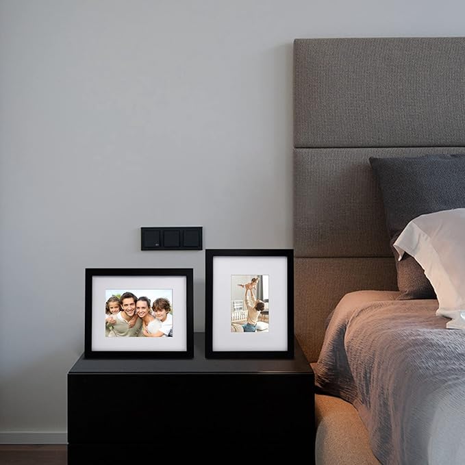 Egofine 8x10 Picture Frames Set of 4, Made of Solid Wood Covered by Plexiglass 4x6 and 5x7 with Mat or 8x10 without Mat, for Table Top Display and Wall Mounting Photo Frame Black
