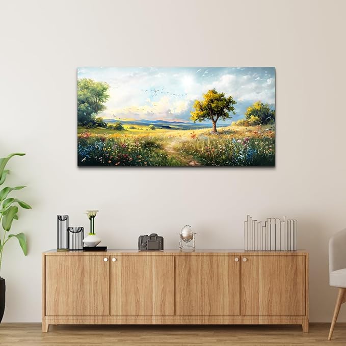 Wapluam Large Wall Art For Living Room Wall Decor For Bedroom Office Decorations Pastoral Wall Paintings Scenery Abstract Watercolour Wall Pictures Modern Posters Canvas Prints Artwork Home Decor