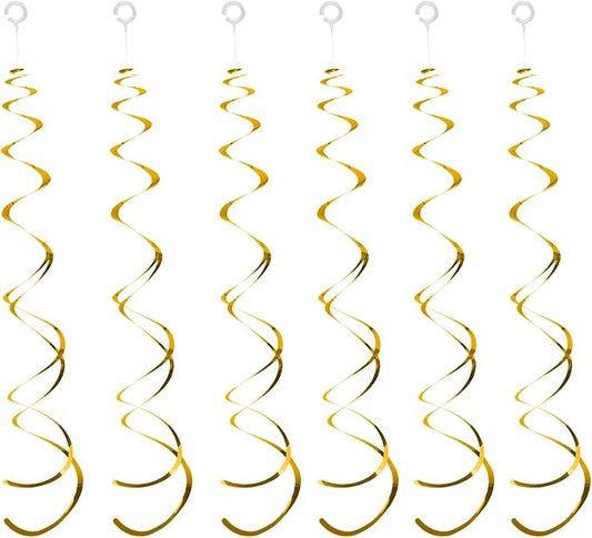 30 Pieces Gold Hanging Swirl Decorations Plastic Streamer Party Swirl Spiral Decorations for Ceiling, Wedding Baby Shower Birthday Party Supply