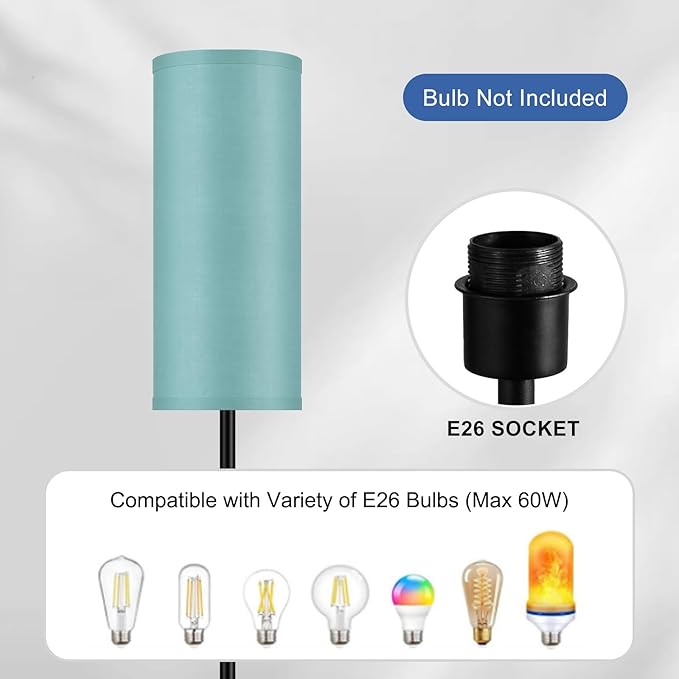 BoostArea Floor Lamps for Living Room, Modern Green Floor Lamp, LED Corner Floor Lamp with Linen LampShade, Standing Lamp for Bedroom/Office/Study Room/Farmhouse(Bulb Not Included)