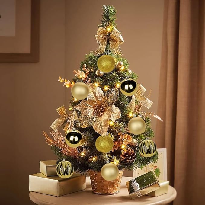 12PCS 3.15" Christmas Ball Ornaments Shatterproof Gold Christmas Tree Decorations Xmas Tree Balls Halloween Ornaments Décor