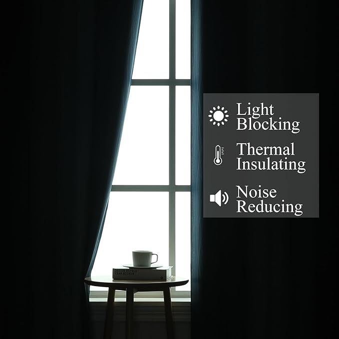 Estelar Textiler Blackout Curtains 102 Inches Long 2 Panels for Living Room, Navy Blue and Black Thermal Insulated Full Light Blocking Ombre Grommet Drapes for Bedroom, 52Wx102L