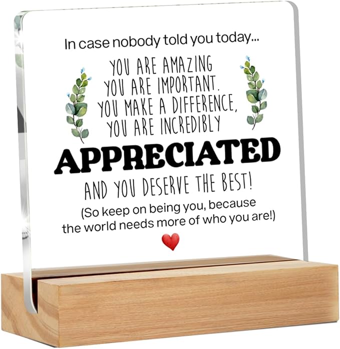 Inspirational Gift Ideas - Thank You Gifts for Women Men Friends - Appreciation Gifts for Coworker - Motivational Quote Clear Desk Sign Decor Home Office Desk Decor (4 x 4 Inches)