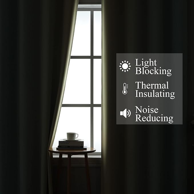 Estelar Textiler Beige and Aqua Ombre Blackout Curtains 54 Inch Length 2 Panels, Full Room Darkening Gradient Drapes for Kitchen, Thermal Insulated Grommet Short Curtains for Bedroom, 42Wx54L
